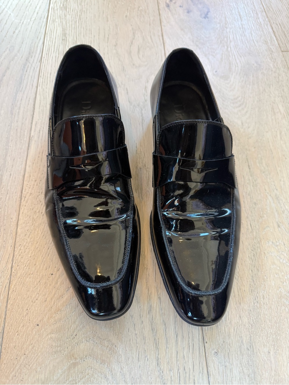 Men's Dior Black Patent Leather Penny Loafers
